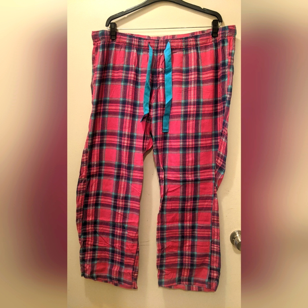 Old Navy Plaid Lounge Pants with Blue Drawstring